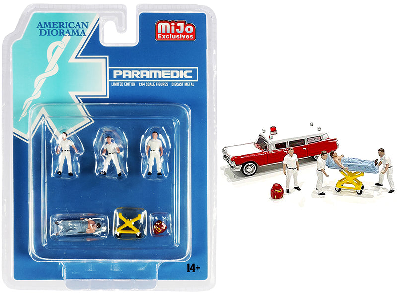 6 Piece Set of Diecast Model Paramedics Figure First Responders