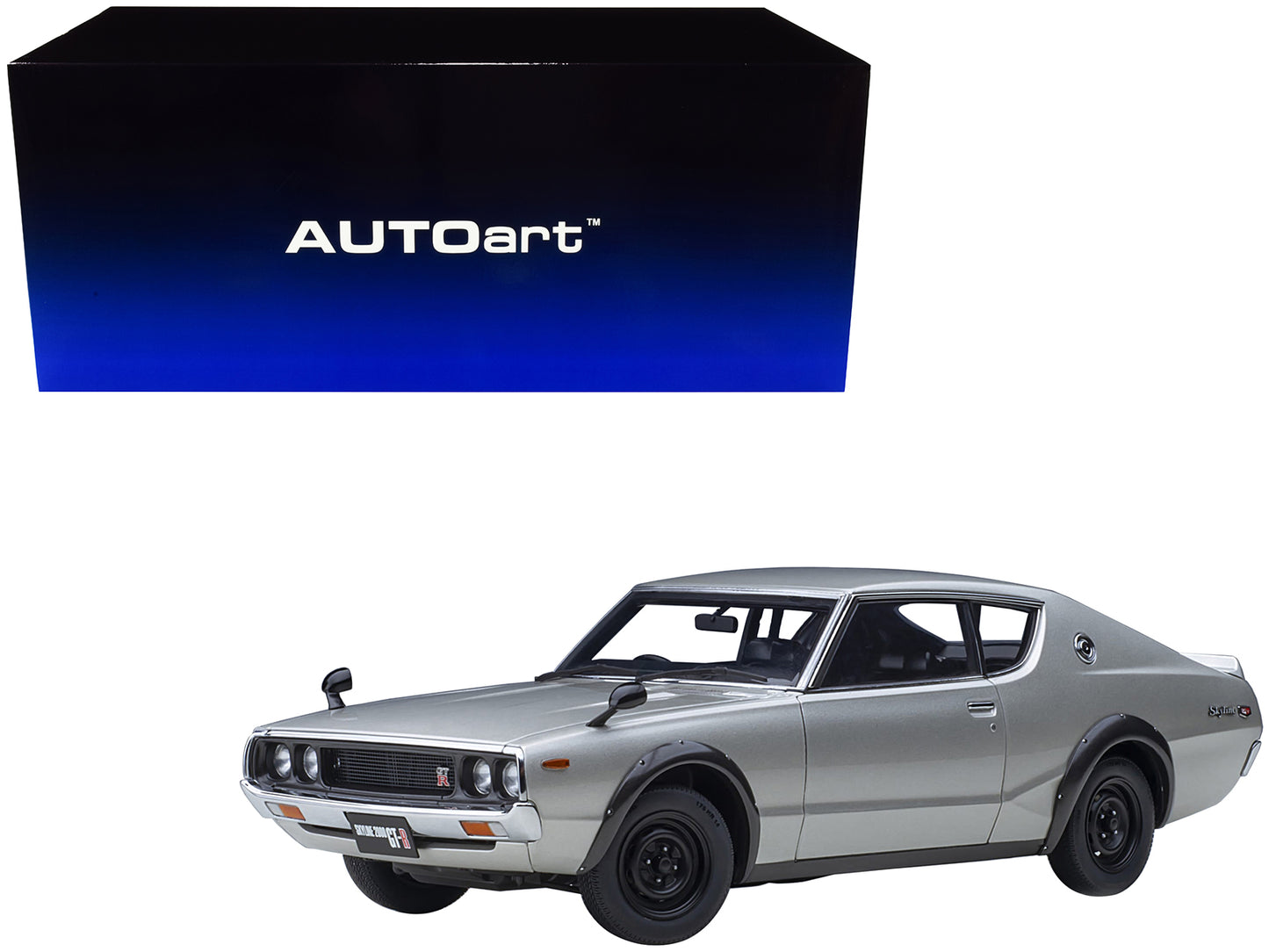 Brand new 1/18 scale car model of Nissan Skyline 2000GT-R (KPGC110) RHD (Right Hand Drive) Silver Metallic model car by