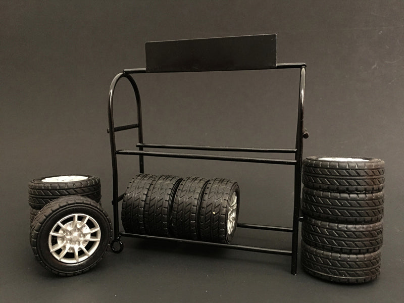 Metal Tire Rack w Model Garage Tool Set