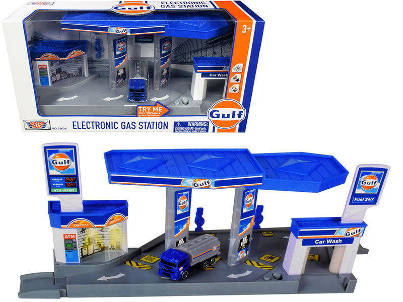 Gulf Electronic Gas Station Model Diorama Set