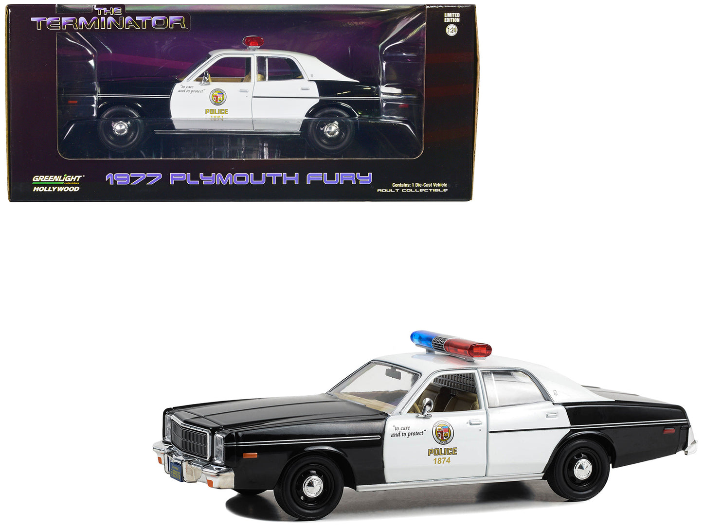 1977 Plymouth Fury Black & White Diecast Model Car The Terminator (1984)