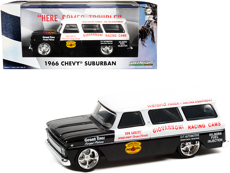 1966 Chevrolet Suburban Black & White Diecast Model Car