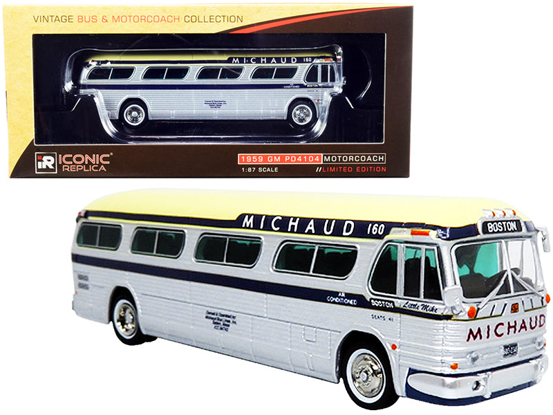 1959 GM PD4104 Motorcoach Silver Diecast Model Bus