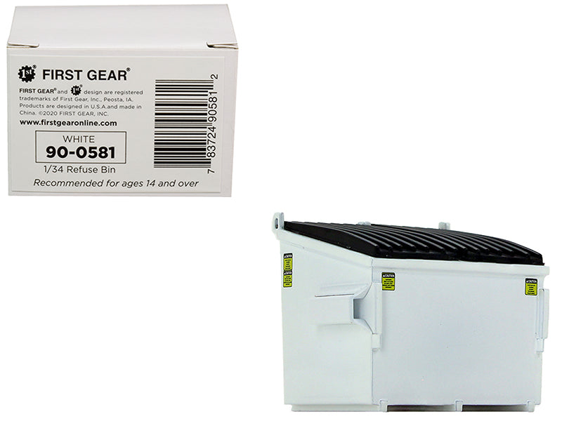 Refuse Trash Bin White Diecast Model Trash Bins