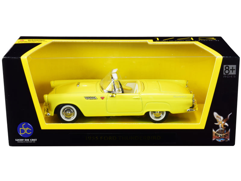Brand new 1/43 scale diecast car model of 1955 Ford Thunderbird Convertible Yellow die cast model car by Road Signature.
Brand new box.
Re