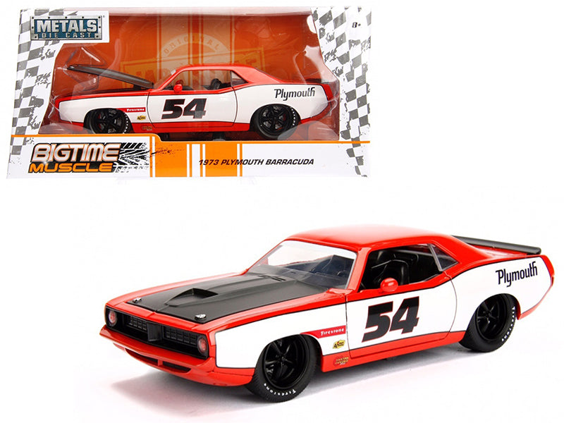 1973 Plymouth Barracuda #54 Orange Diecast Model Race Car