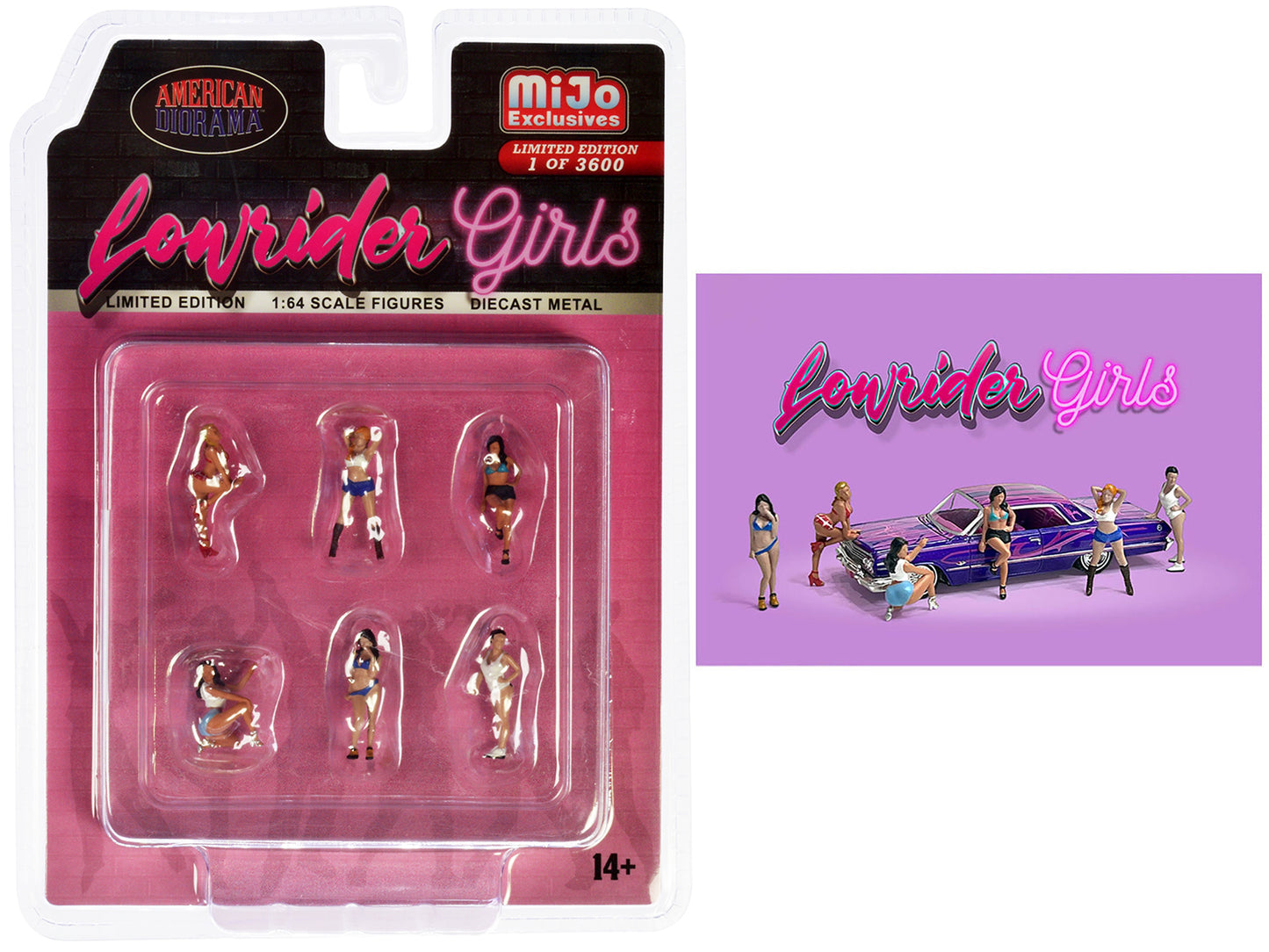 Brand new 1/64 scale diecast models of "Lowrider Girls" 6 piece Diecast Figure Set Limited Edition to 3600 pieces Worldwide for 1/64 scale m