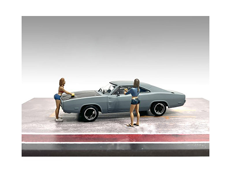Jessica & Jennifer Figurines of Model Car Wash Girls Figure Summertime
