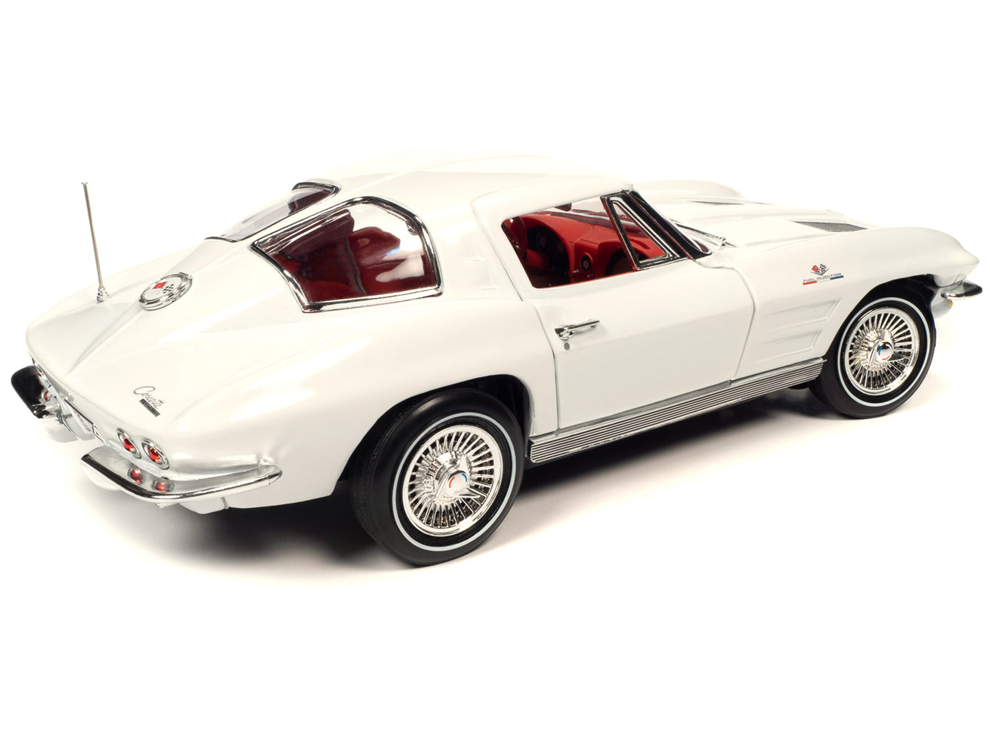 Brand new 1/18 scale diecast car model of 1963 Chevrolet Corvette Z06 Split-Window Coupe Ermine White with Red Interior Muscle Car Corvette