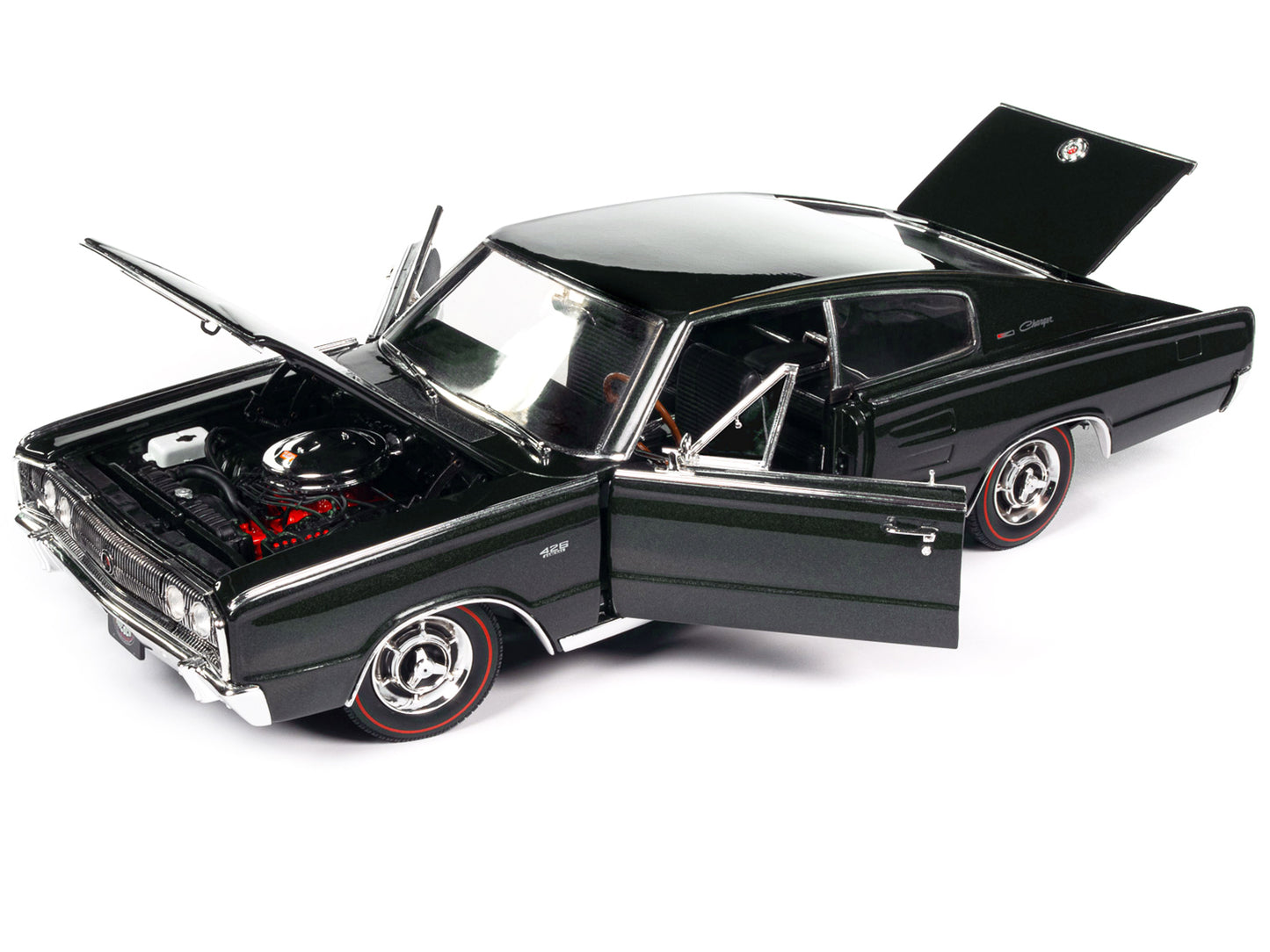 1966 Dodge Charger Dark Green Diecast Model Car