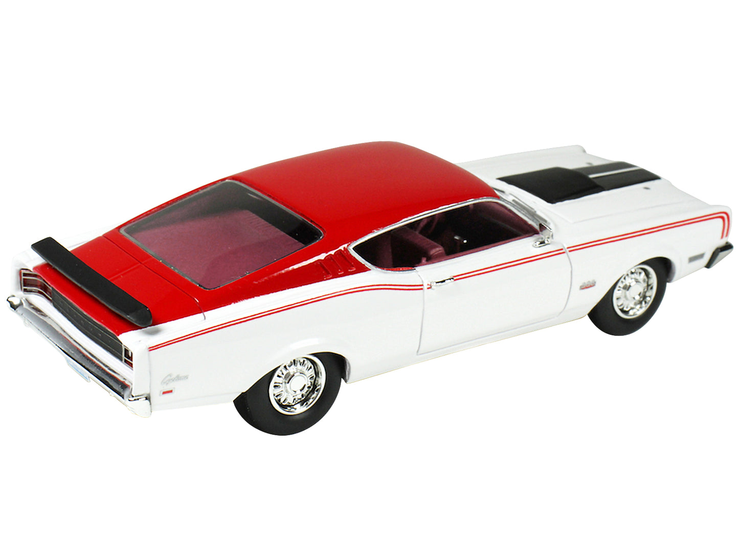 Brand new 1/43 scale car model of 1969 Mercury Cyclone White and Red with Red Interior and Stripes Limited Edition to 170 pieces Worldwide m