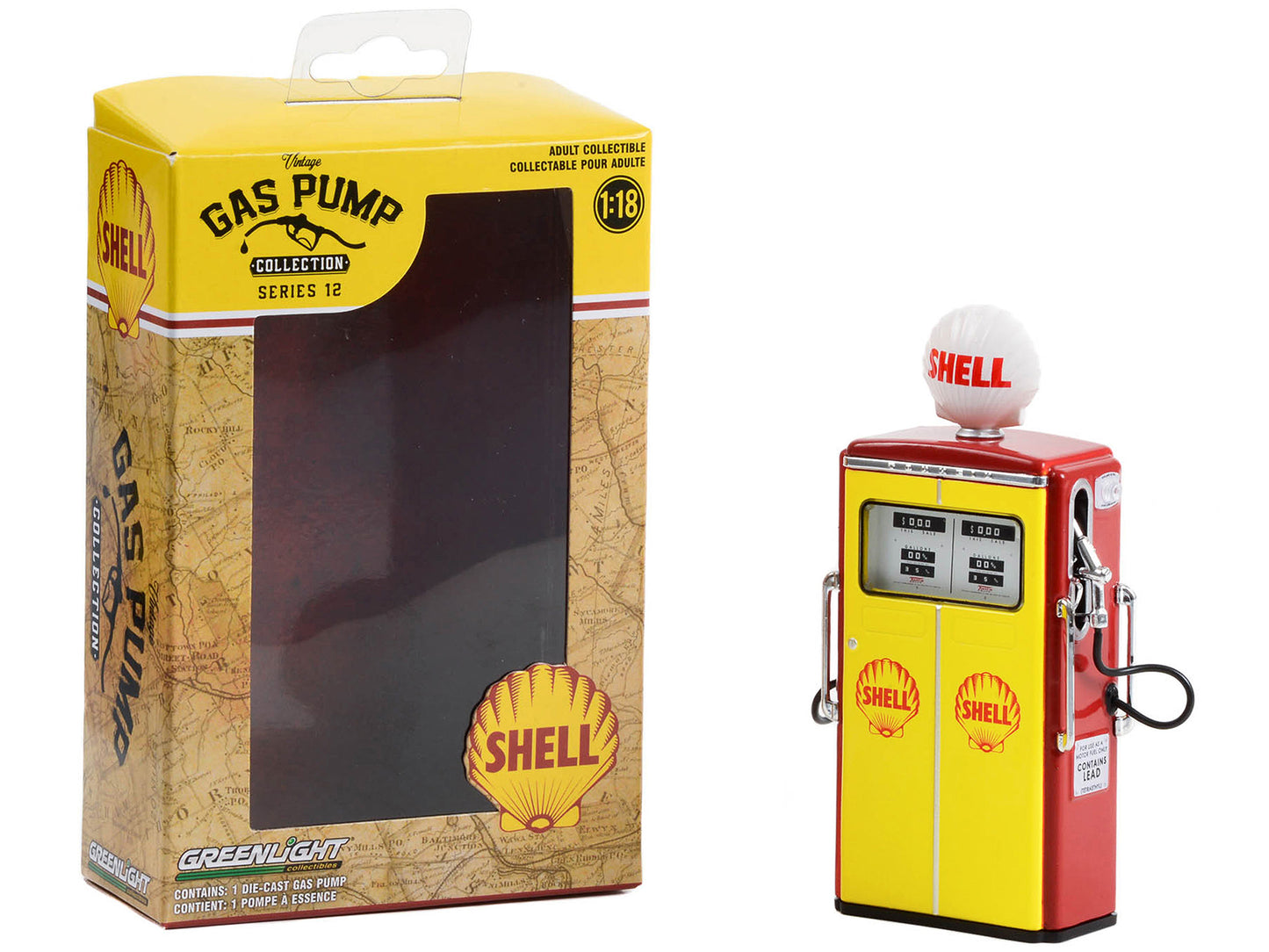 1954 Tokheim 350 Twin Yellow Diecast Model Gas Pump