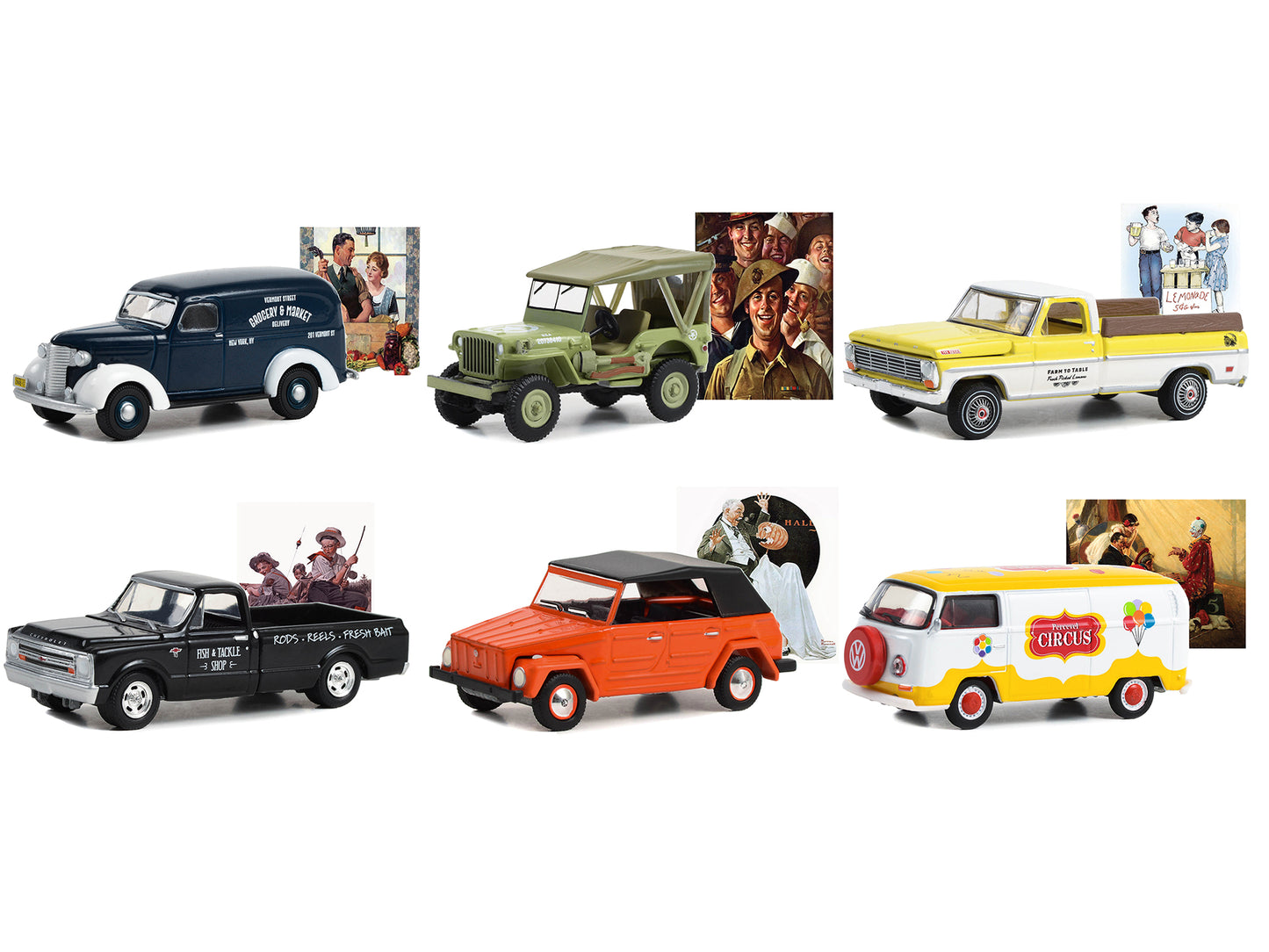 Norman Rockwell Green Diecast Model Car/Truck Set