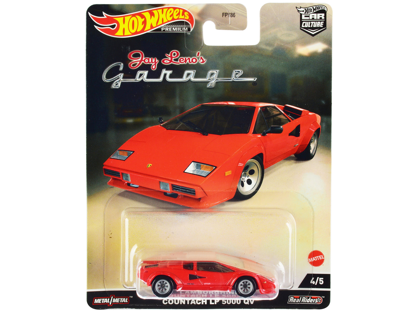 Brand new diecast car model of Lamborghini Countach LP 5000 QV Red "Jay Leno’s Garage" die cast model car by Hot W