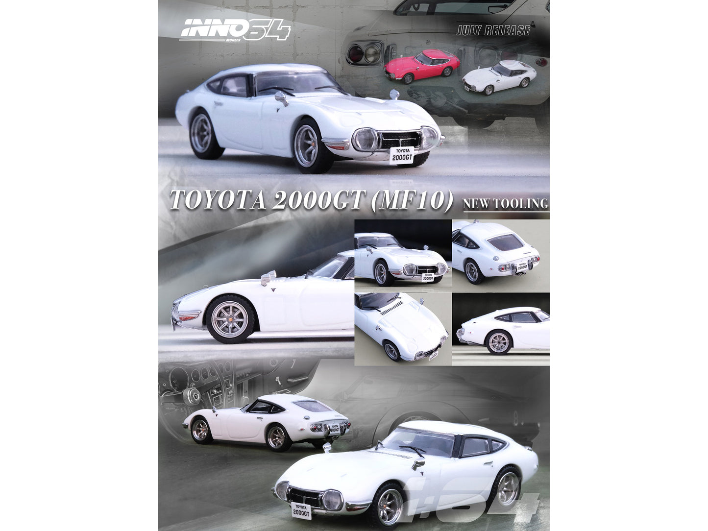Brand new 1/64 scale diecast car model of Toyota 2000GT (MF10) RHD (Right Hand Drive) Pegasus White die cast model car b