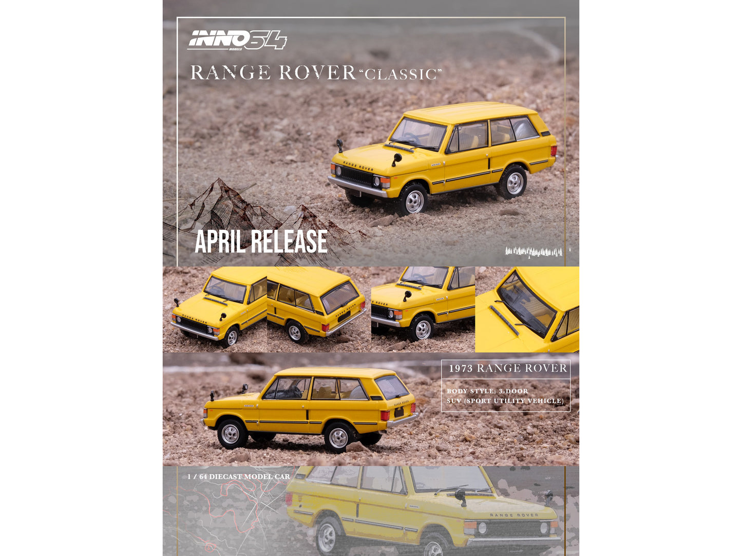 Land Rover Classic RHD Yellow Diecast Model Car