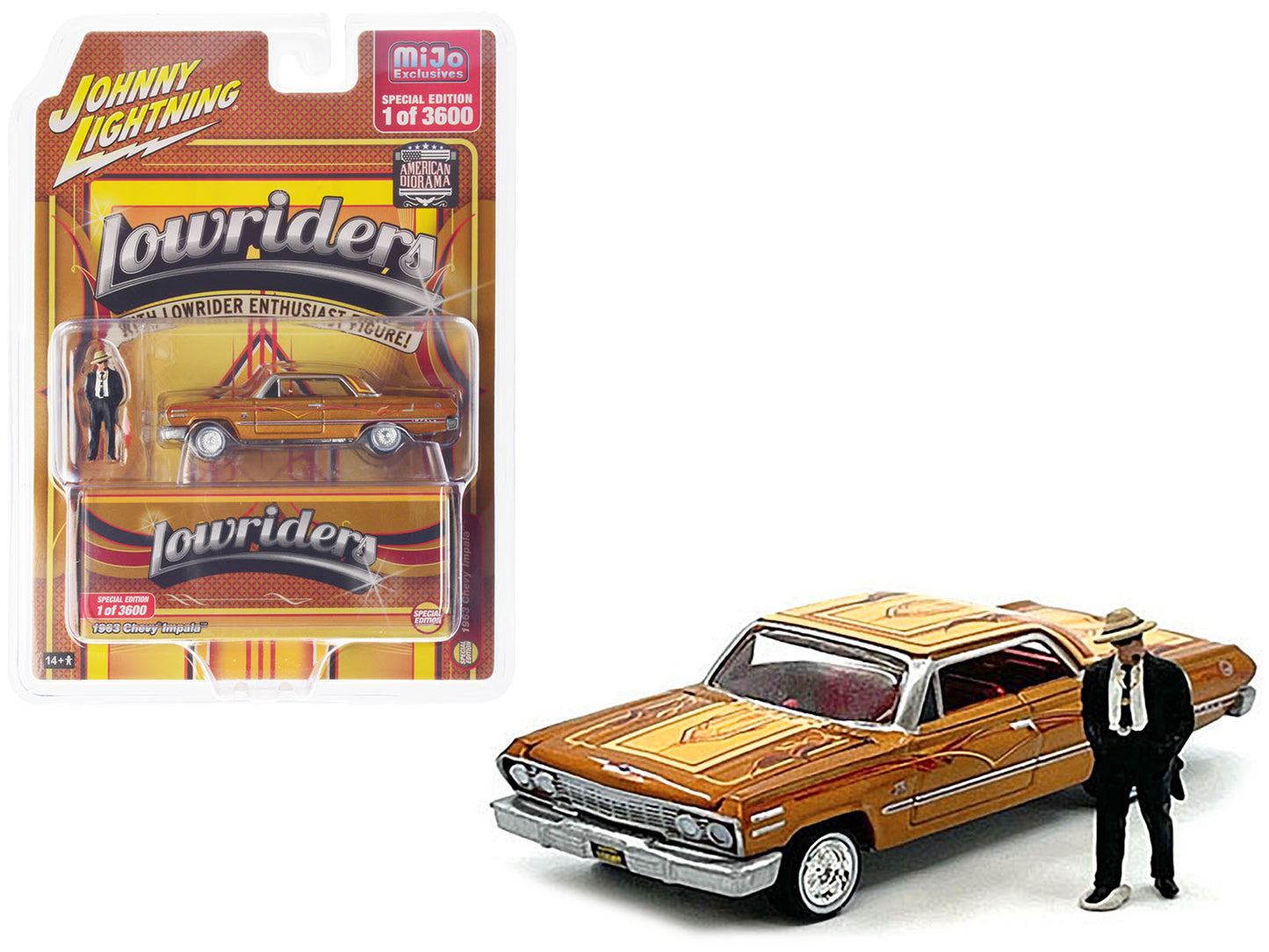 1963 Chevrolet Impala Lowrider Orange Diecast Model Car Lowriders