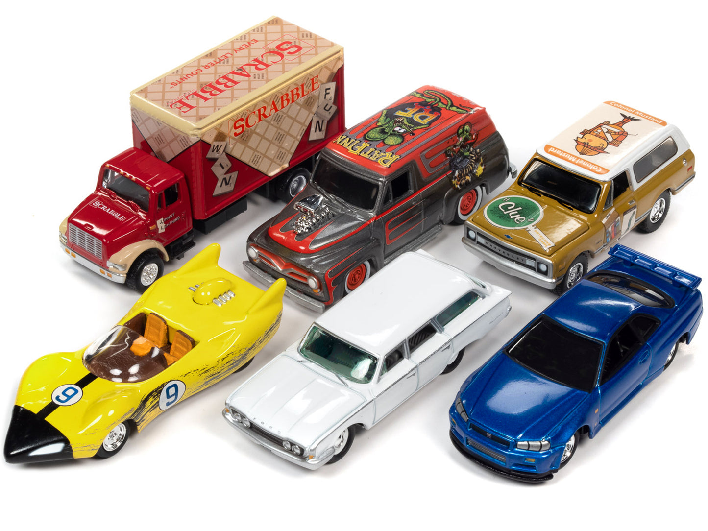 Brand new 1/64 scale diecast car models of Pop Culture 2022 Set of 6 Cars Release 2 die cast model cars by Johnny Lightning.
Brand new boxe