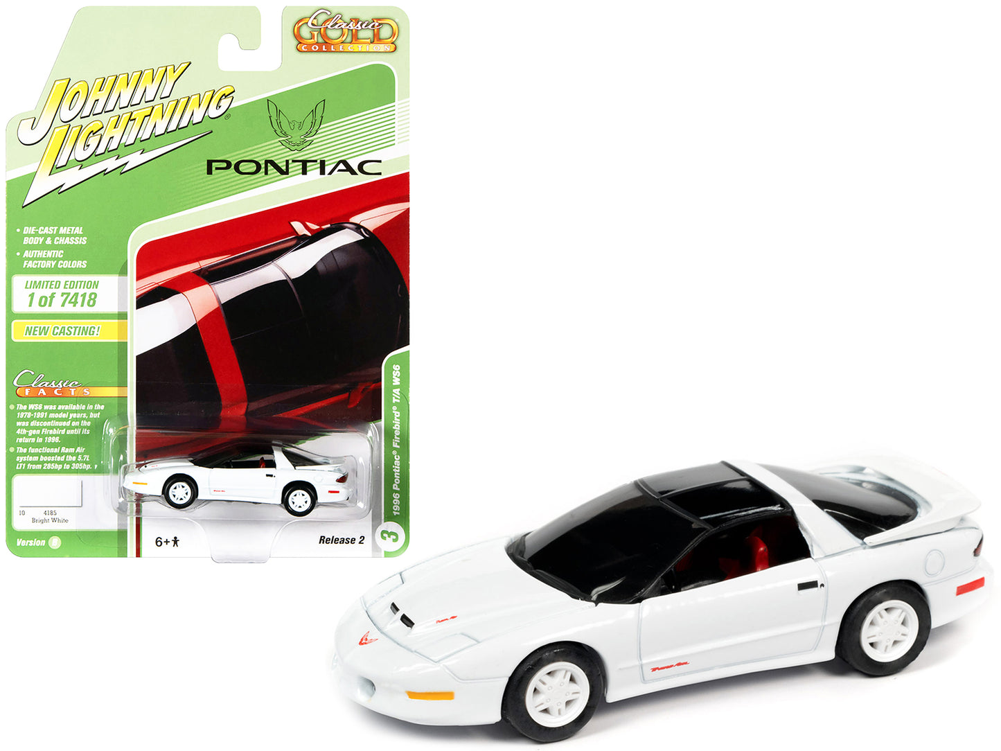 1996 Pontiac Firebird Trans White Diecast Model Car