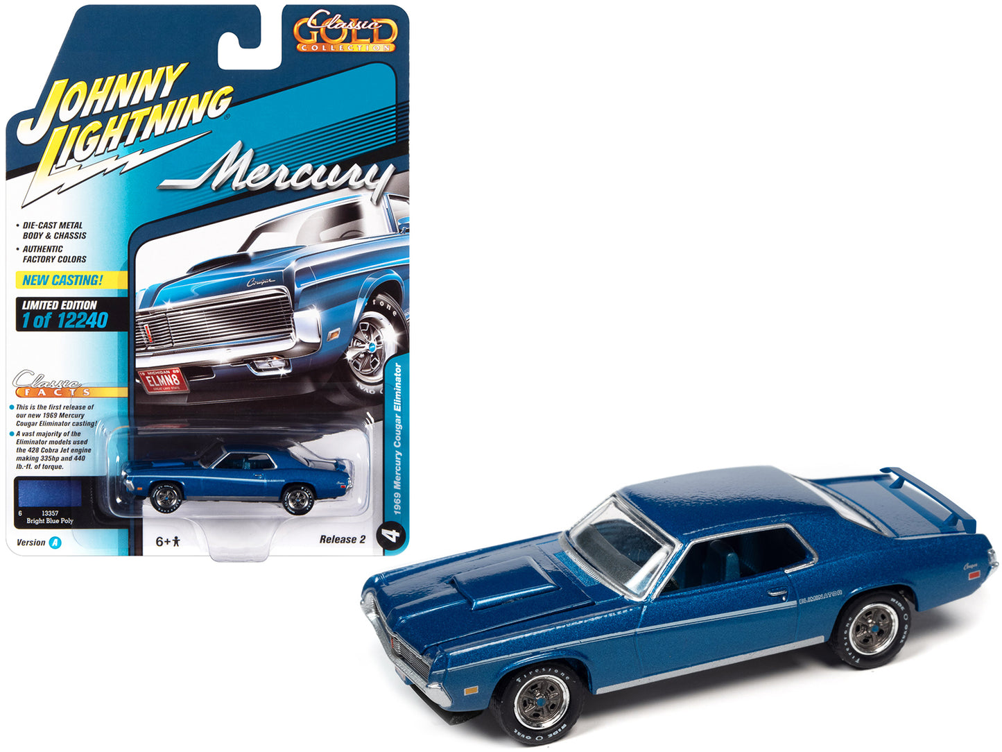1969 Mercury Cougar Eliminator Blue Diecast Model Car