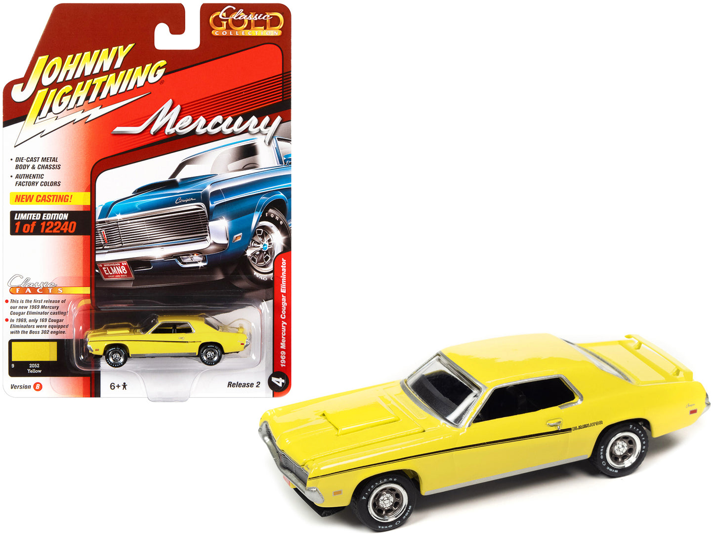1969 Mercury Cougar Eliminator Yellow Diecast Model Car