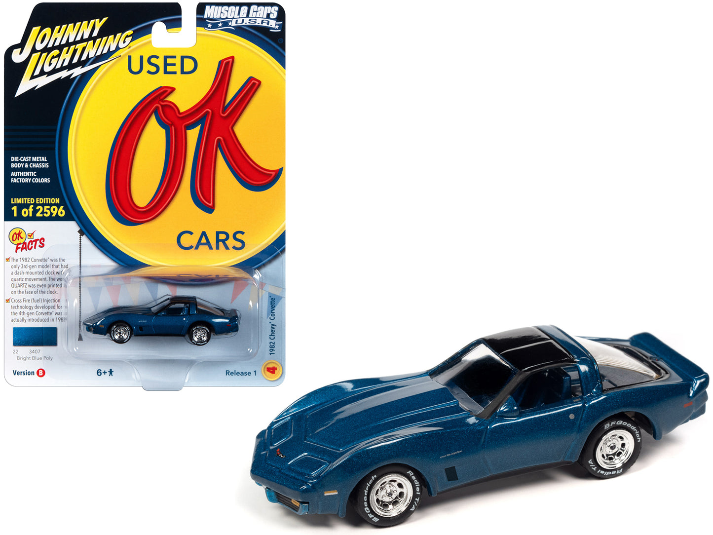 1982 Chevrolet Corvette Bright Blue Diecast Model Car