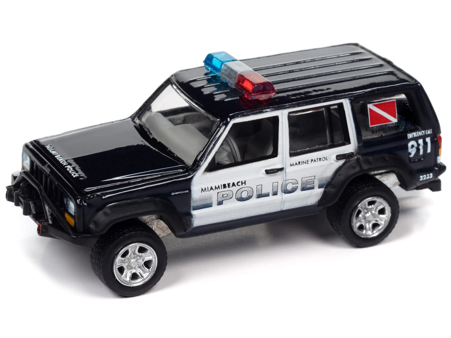 Jeep Cherokee XJ Black & White Diecast Model Car
