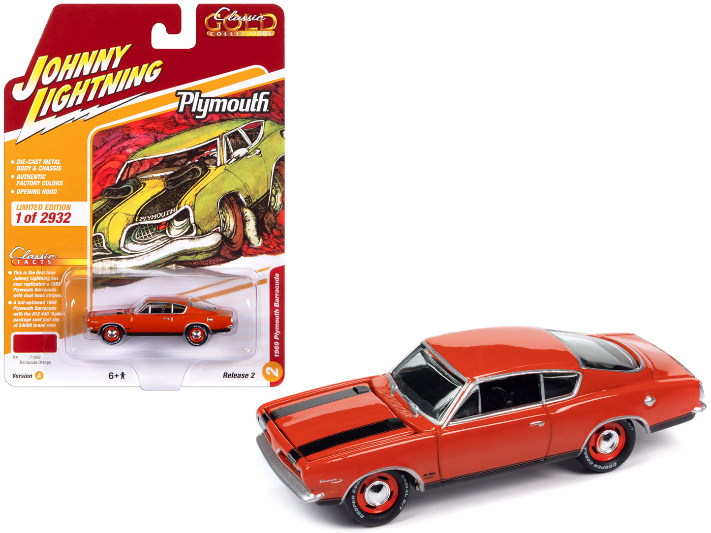 1969 Plymouth Barracuda Orange Diecast Model Car