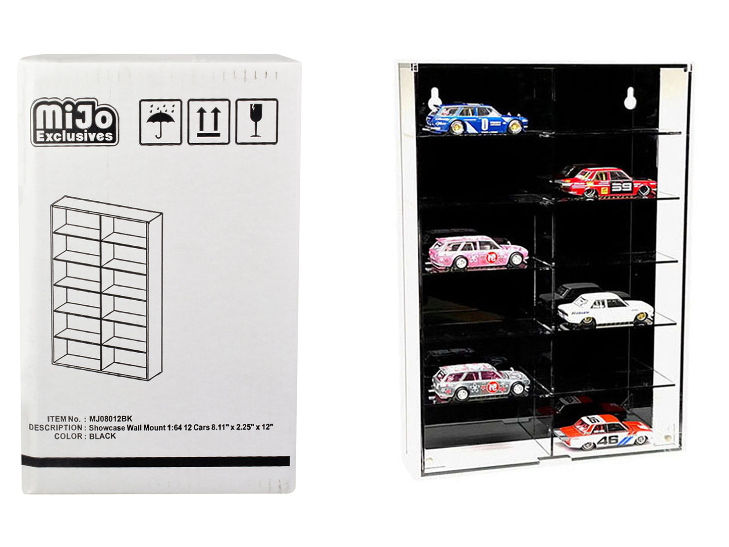 Showcase 12 Car Black Model Wall Mount Display Case