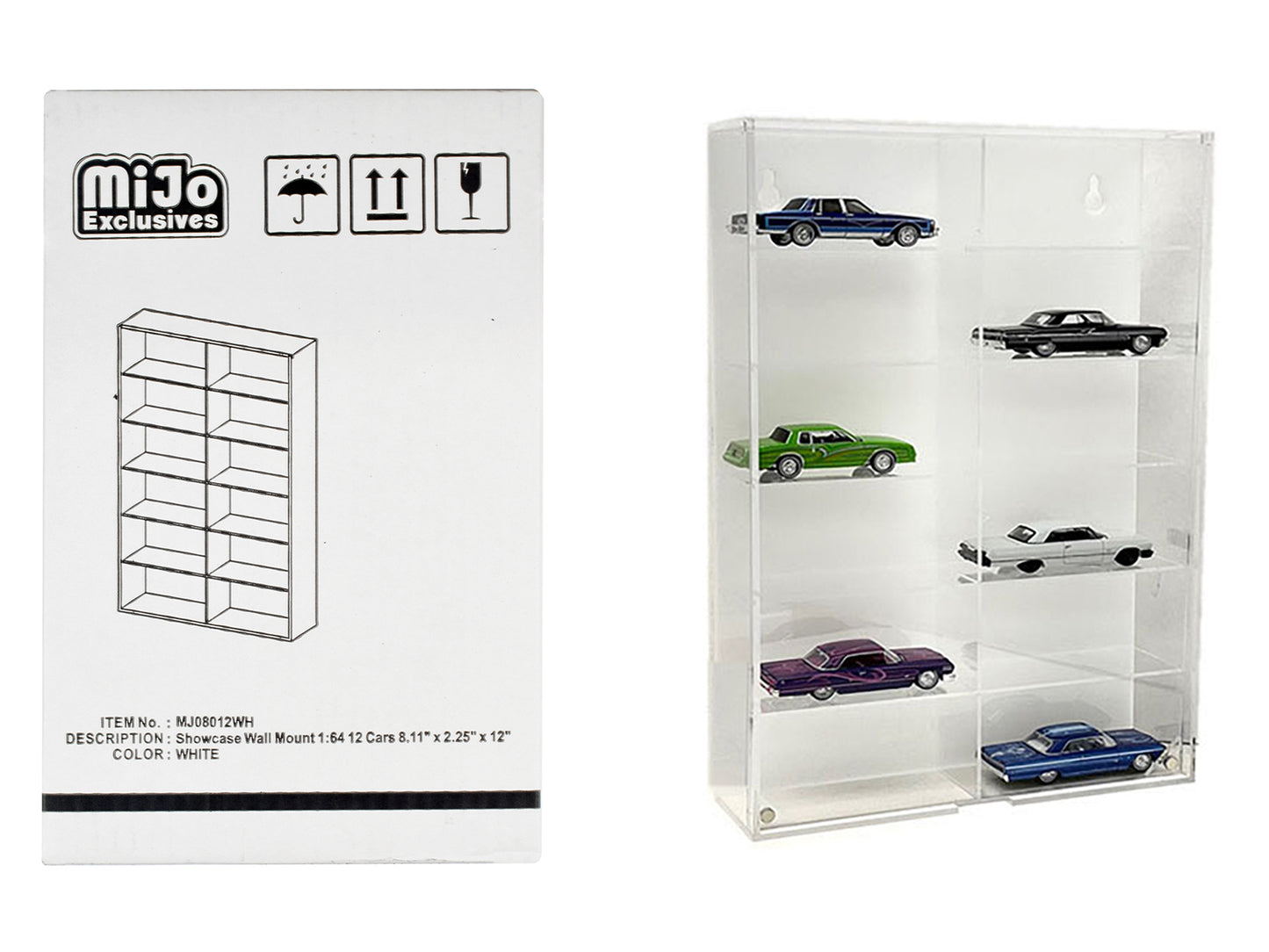 Showcase 12 Car White Model Wall Mount Display Case