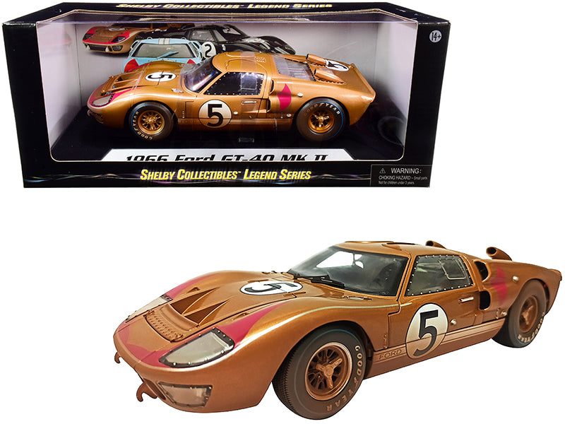 1966 Ford GT-40 Gold Diecast Model Race Car