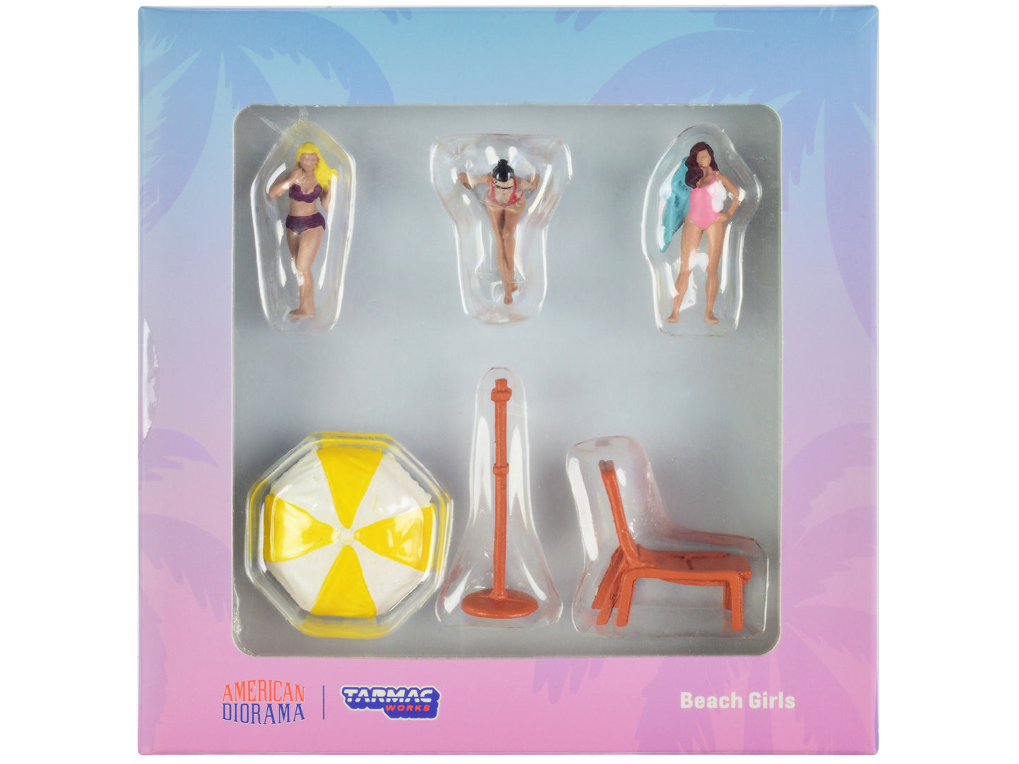 5 Piece Set w Accessories of Diecast Model Beach Girls Figure Summertime