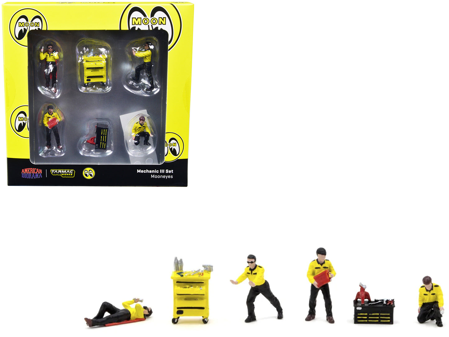 6 piece Set of Diecast Model Auto Mechanic Figure Automotive Repair