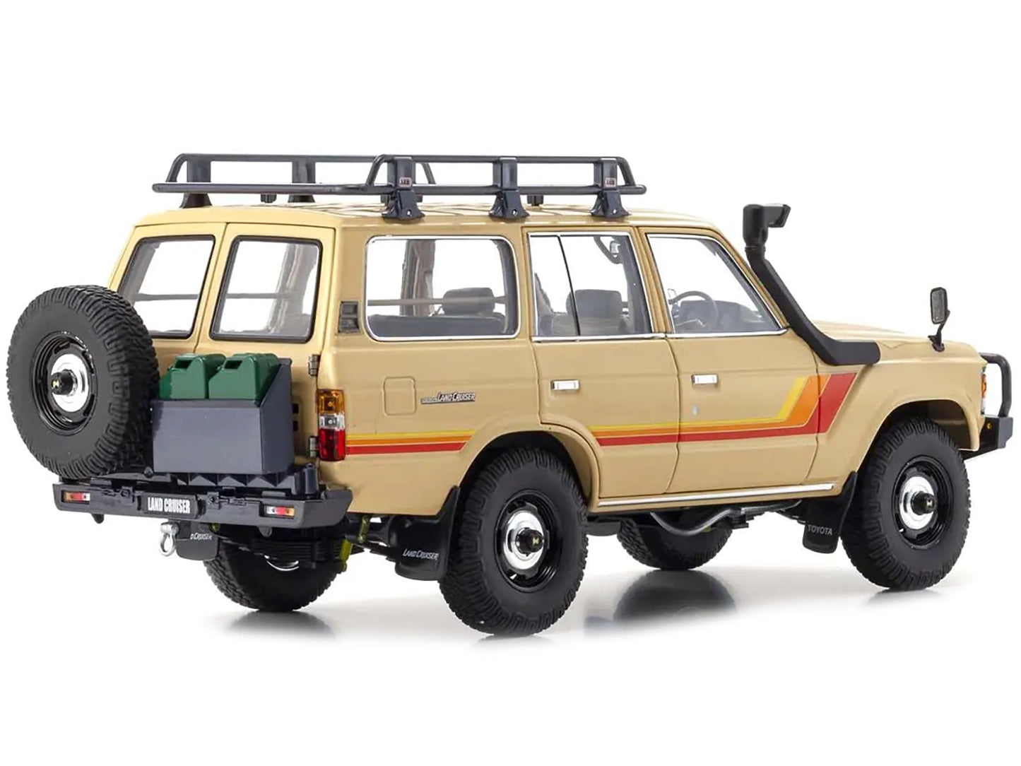 Brand new 1/18 scale diecast car model of Toyota Land Cruiser 60 RHD (Right Hand Drive) Beige with Stripes and Roof Rack