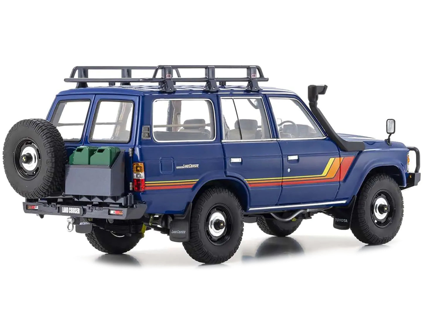 Brand new 1/18 scale diecast car model of Toyota Land Cruiser 60 RHD (Right Hand Drive) Blue with Stripes and Roof Rack 