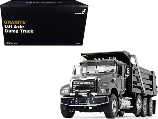 Brand new 1/34 scale diecast model of Mack Granite MP Dump Truck Stormy Gray Metallic and Black die cast model by First Gear.
Brand new box