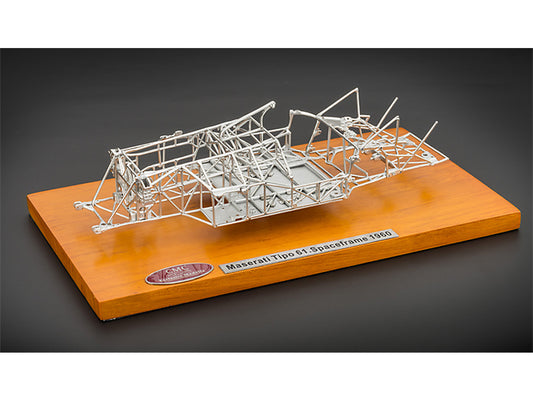 Brand new 1:18 scale model of 1960 Maserati Tipo 61 Birdcage Spaceframe die cast by CMC.
Dimensions approximately L-10,