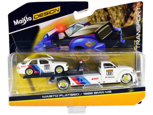 1988 BMW M3 & White Diecast Model Flatbed Truck 