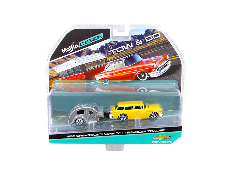 1955 Chevrolet Nomad w Yellow Diecast Model Car 