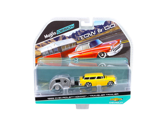 1955 Chevrolet Nomad w Yellow Diecast Model Car 