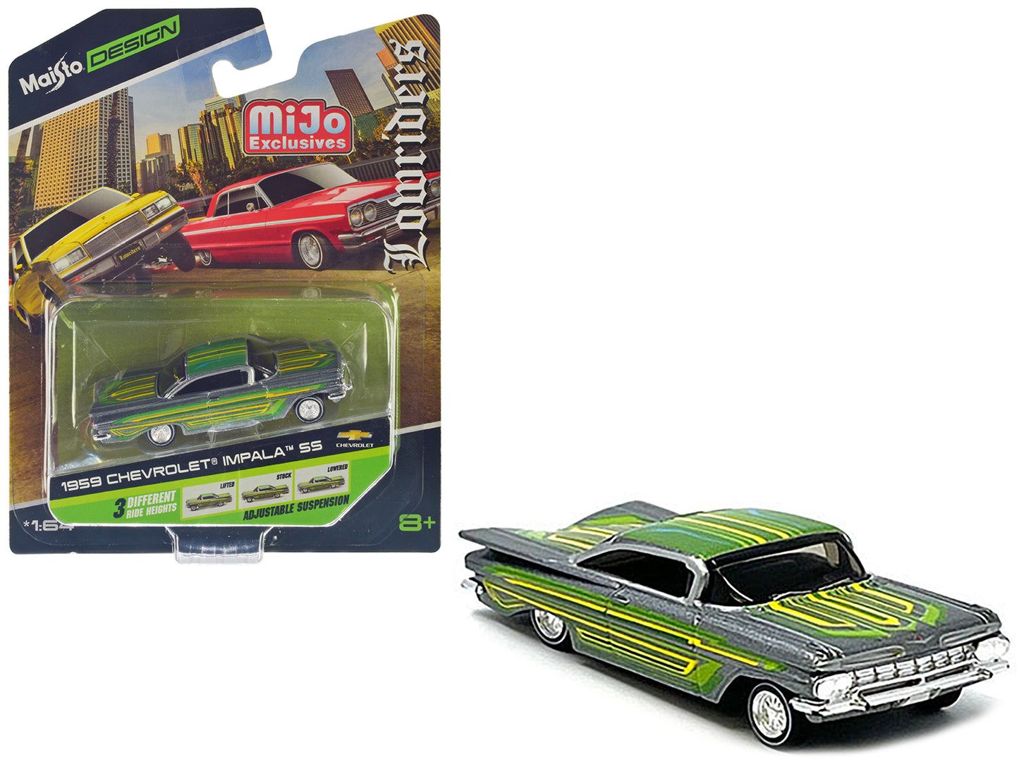 1959 Chevrolet Impala SS Silver Diecast Model Car Lowriders