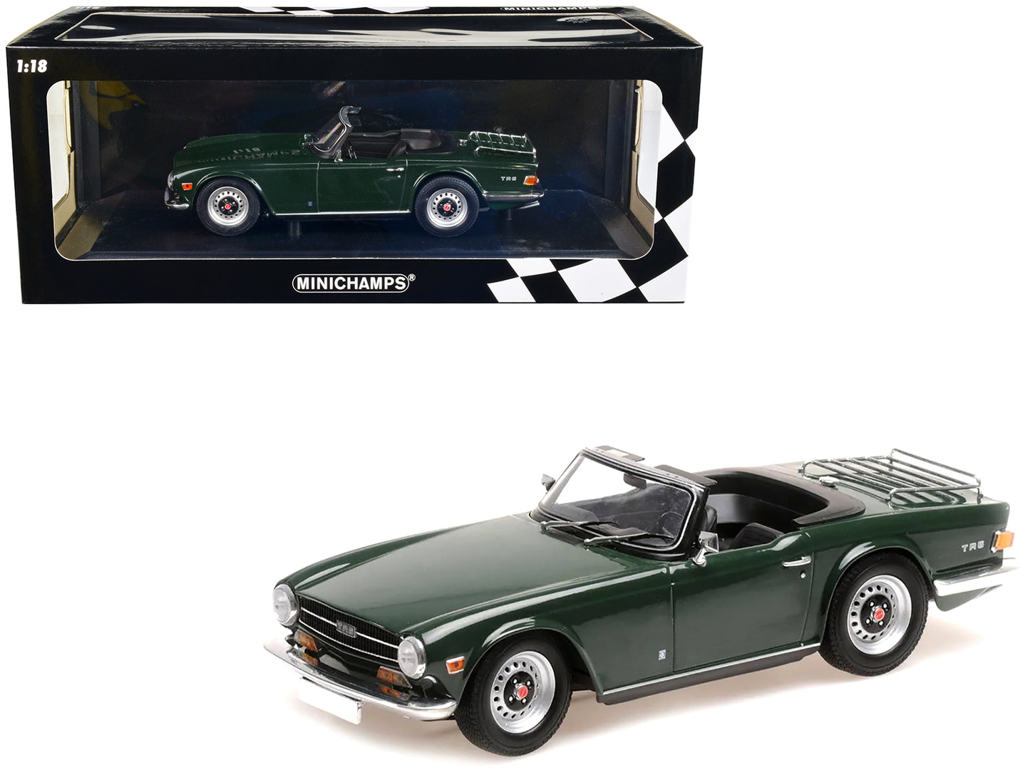 Brand new 1/18 scale diecast car model of 1969 Triumph TR6 Convertible Dark Green Limited Edition to 504 pieces Worldwide die cast model car