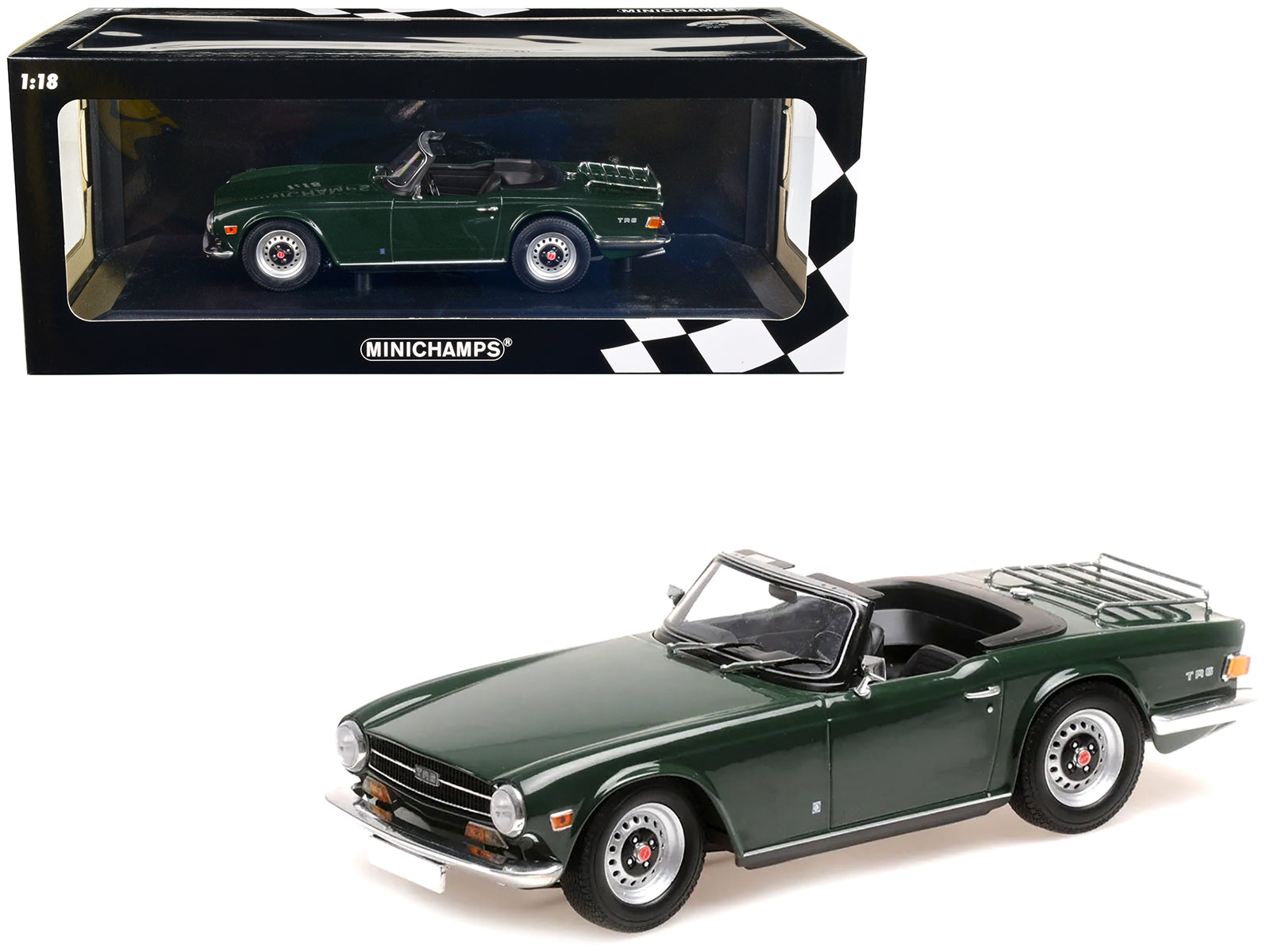 Brand new 1/18 scale diecast car model of 1969 Triumph TR6 Convertible Dark Green Limited Edition to 504 pieces Worldwide die cast model car