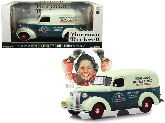 Brand new 1/24 scale diecast model car of 1939 Chevrolet Panel Truck Ridgewood Dental Clinic Norman Rockwell Delivery Vehicles Series Dark G