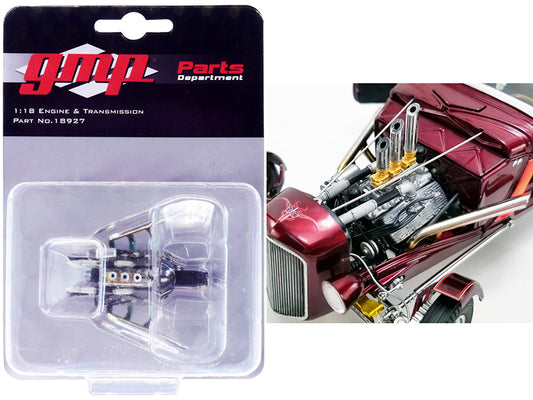 >Brand new 1/18 scale model of Hot Rod Flathead Engine Pack Replica from "1934 Hot Rod Roadster" 1/18 model by GMP.</li>
<li>Brand new box.