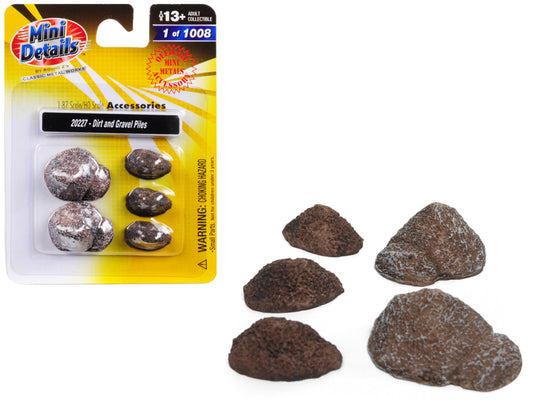 Brand new 1/87 scale of Dirt and Gravel Piles 5 piece Accessory Set for 1/87 scale models by Classic Metal Works.
Brand