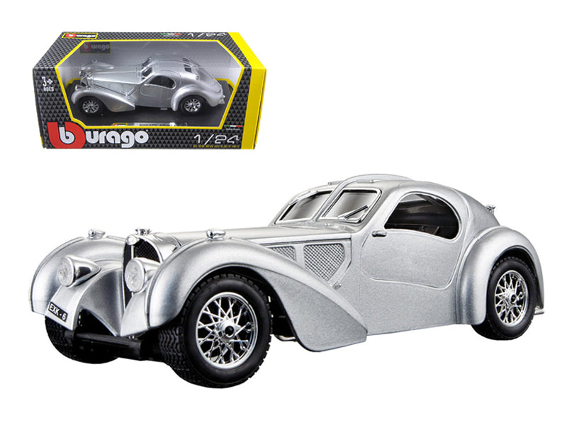 Brand new 1/24 scale diecast car model of Bugatti Atlantic RHD Right Hand Drive Silver Metallic die cast model car by Bburago.
Brand new bo