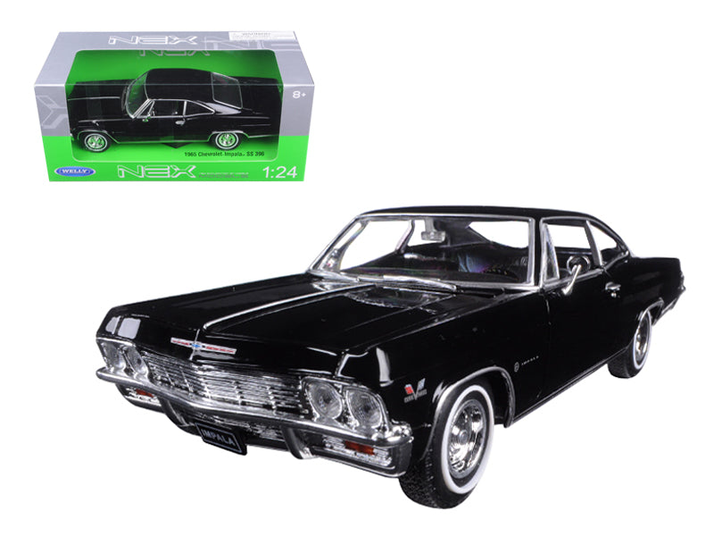 Brand new 1/24 scale diecast car model of 1965 Chevrolet Impala SS 396 Black NEX Models die cast model car by Welly.
Brand new box.
Real r