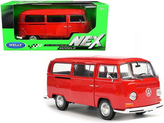 Brand new 1/24 scale diecast model of 1972 Volkswagen T2 Bus Van Red die cast model by Welly.
Brand new box.
Real rubber tires.
Detailed 