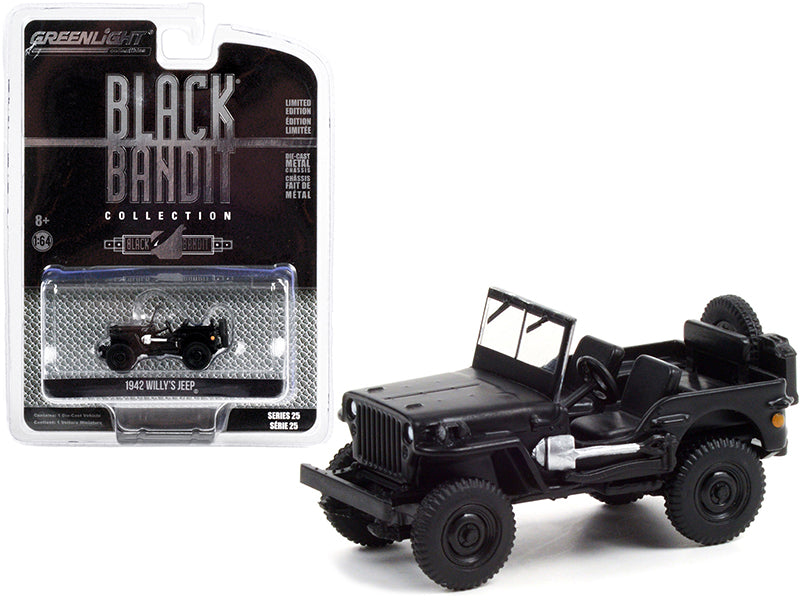 Brand new 1/64 scale diecast car model of 1942 Willys Jeep Black Black Bandit Series 25 die cast model car by Greenlight.
Limited edition.